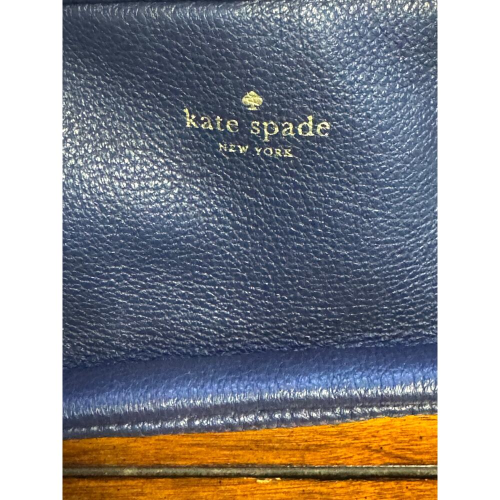 kate spade Navy Pebbled Leather Shoulder Bag with Gold Logo